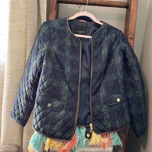 Talbots black watch plaid quilted jacket - size 6 petite